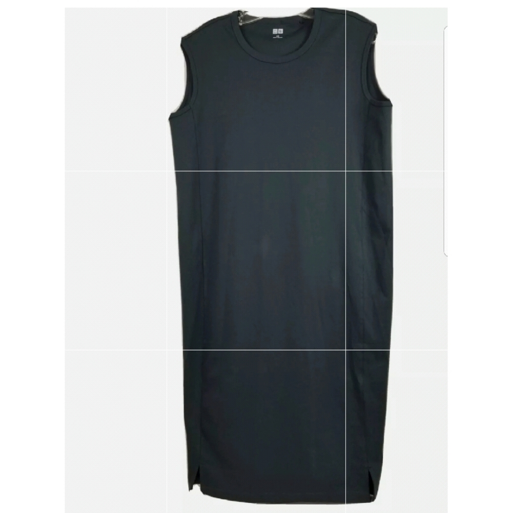 New Uniglo Blue Minimalist Oversized Shift Dress Cotton Knit Sleeveless Size XS